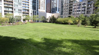 Grassy area in front of Lancaster